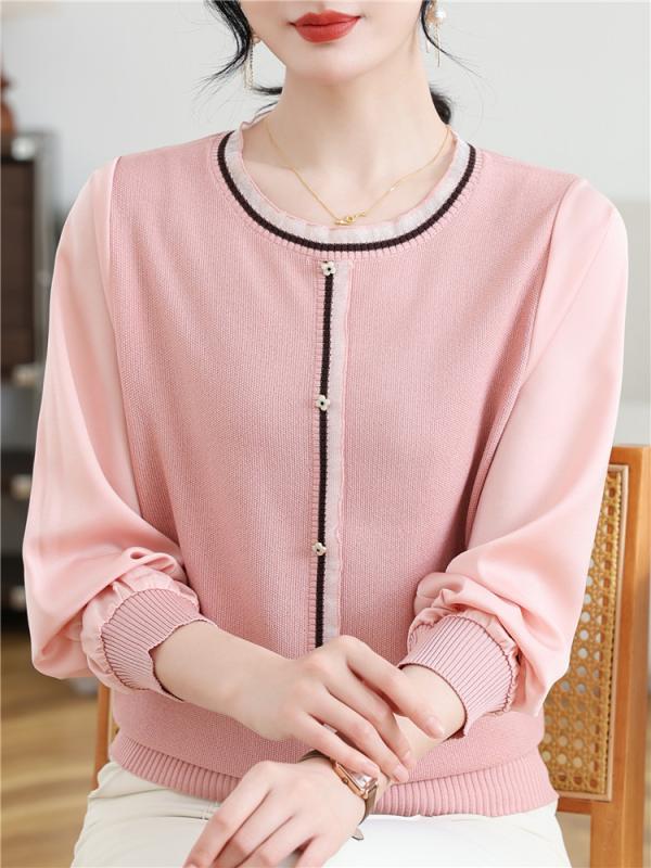 レディース ファッション おしゃれ 春夏 秋冬 大人 上品 高級 マダム ミス ミセス プレゼント 洋風 母 春 薄手 ガーゼ 袖 トップス 女性 夏 ニット ゆったり Tシャツ シンプル パンツ セット