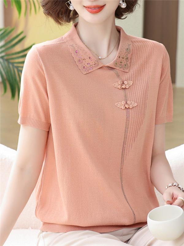 レディース ファッション おしゃれ 春夏 秋冬 大人 上品 高級 マダム ミス ミセス プレゼント ママ 夏服 おしゃれ半袖 新型 Tシャツ 女性用小さい シャツ 新型 夏 用 冷感 ニット トップス パンツ セット 花 シンプル|YKC8