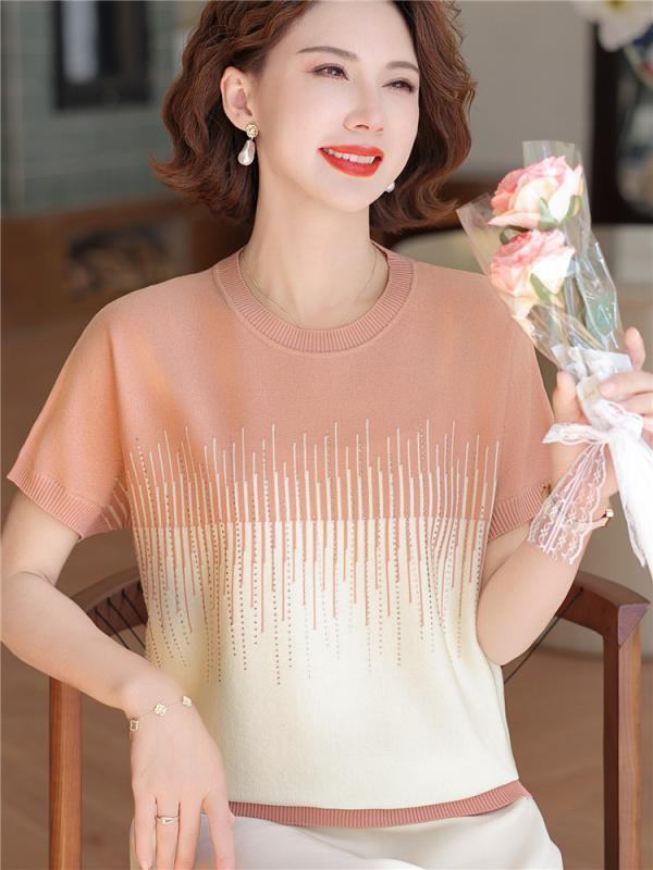 レディース ファッション おしゃれ 春夏 秋冬 大人 上品 高級 マダム ミス ミセス プレゼント ママ 夏服 半袖 夏 若々しい 女性 服 冷感 ニット セーター T シャツ 薄手 腹 カバー トップス パンツ セット シンプル|YKC8