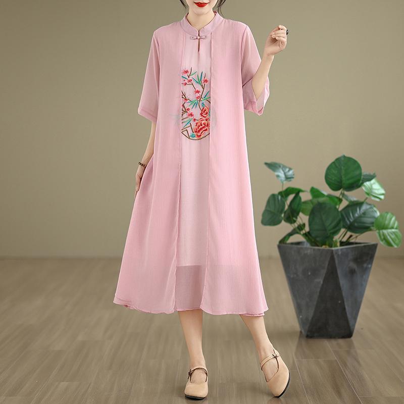 レディース ファッション おしゃれ 春夏 秋冬 大人 上品 高級 マダム ミス ミセス プレゼント ママ 夏 ドレス 大きいサイズ 女性 ドレス トップス 半袖 シャツ チャイナ ドレス スカート 小さい シャツ ワンピース スカート シンプル｜YKC8