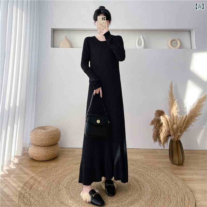 レディース ファッション 春夏 秋冬 オシャレ かわいい 韓国 女性 大きいサイズサイドスリット 膝上 ニットドレスコート セーター スカート｜YKC8