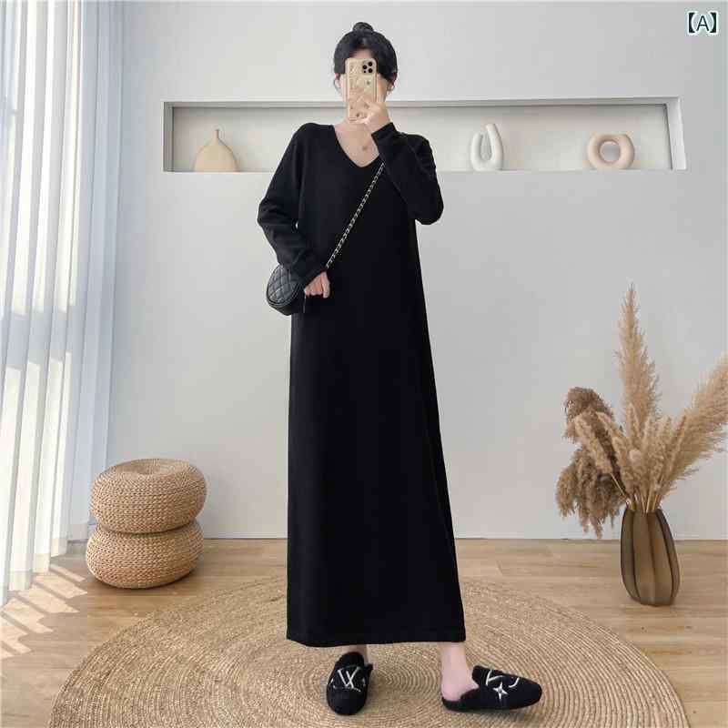レディース ファッション 春夏 秋冬 オシャレ かわいい 韓国 女性 ニットドレスコート ロングレイヤリング セーター ドレスロングスカート