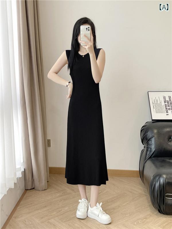 レディース ファッション 春夏 秋冬 オシャレ かわいい 韓国 ワンピースドレス 夏 ボトムラウンドネック ロングスカートウエスト ベストスカート|YKC8