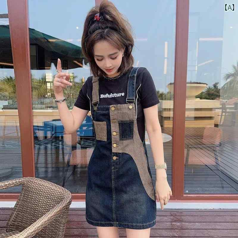 レディース ファッション 春夏 秋冬 オシャレ かわいい 韓国 高綿韓国 カジュアルデニムオーバーオールスカート 女性 夏 スリムフィットスリムスカート｜YKC8