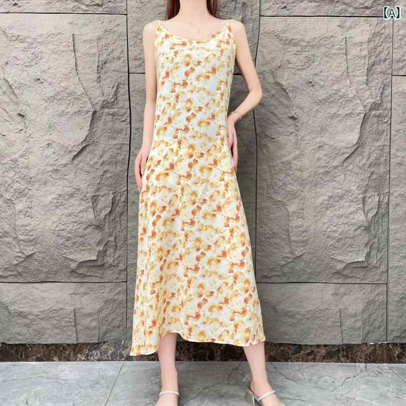 レディース ファッション 春夏 秋冬 オシャレ かわいい 韓国 ネクター 春花柄 サスペンダースカート エレガント 夏用 フレンチプリントドレス｜YKC8