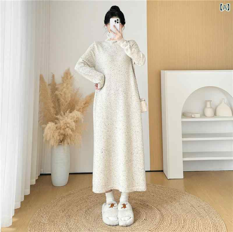 レディース ファッション 春夏 秋冬 オシャレ かわいい 韓国 ハイネック 暖 かい セーター ドレス 韓国 リトルブラックスカートインナーニットドレス