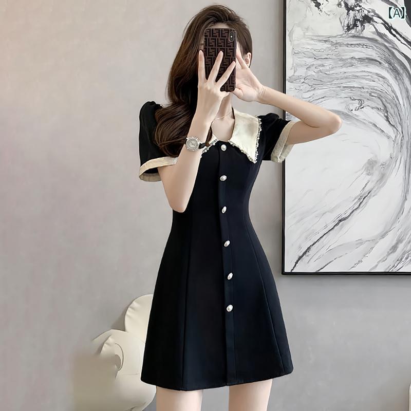 レディース ファッション 春夏 秋冬 オシャレ かわいい 韓国 フレンチ リトルブラックドレス 女性用 夏 ウエスト プチドレス |YKC8