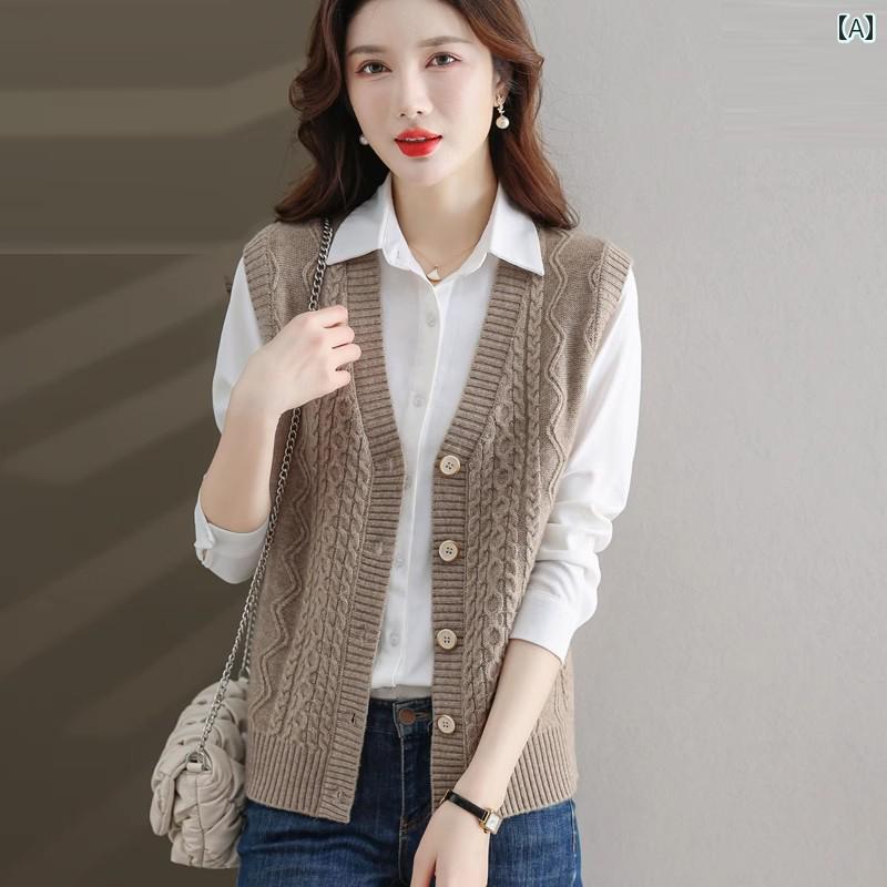 レディース ファッション 春夏 秋冬 オシャレ かわいい 韓国 春 ニットベストカーディガン アウターノースリーブ 大きいサイズ セーター ｜YKC8