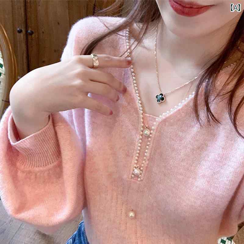 レディース ファッション 春夏 秋冬 オシャレ かわいい 韓国 婦人服 スタイリッシュ ピンク レイヤリング セーター トップ｜YKC8