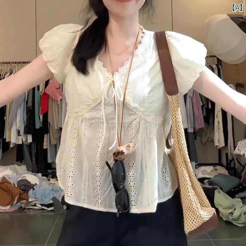レディース ファッション 春夏 秋冬 オシャレ かわいい 韓国 大きいサイズ パフスリーブ 半袖婦人服 夏 お腹 カバー 細見え トップス｜YKC8