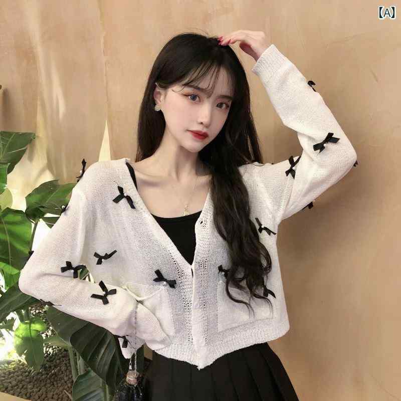 レディース ファッション 春夏 秋冬 オシャレ かわいい 韓国 ショール 夏 スカート 夏 アウター 薄手冷 ニットカーディガンショート 長袖 ブラウス|YKC8
