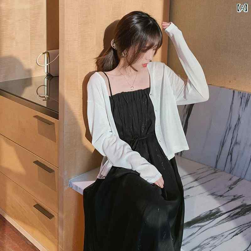 レディース ファッション 春夏 秋冬 オシャレ かわいい 韓国 年日焼 防止服 ショールブラウス 夏 スカートアウター 薄手冷 ニットカーディガンエアコン|YKC8