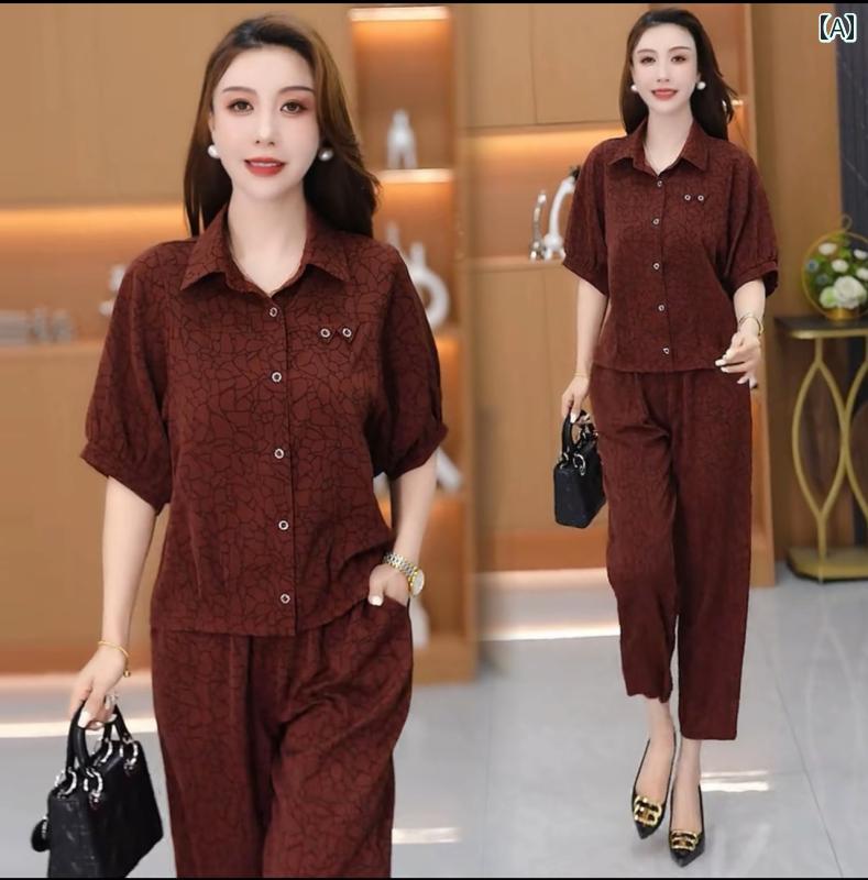 レディース ファッション 春夏 秋冬 オシャレ かわいい 韓国 スーツ 夏 スーツウエスタンスリム 半袖 パンツツーピーススーツ|YKC8