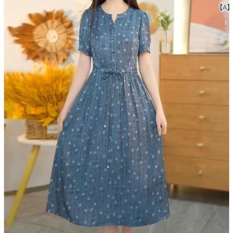 レディース 流行り物 春夏 秋冬 オシャレ 可愛らしい 韓国  夏成人女性用半袖水玉 ワンピーススタイリッシュ  スリミングスカート 衣装