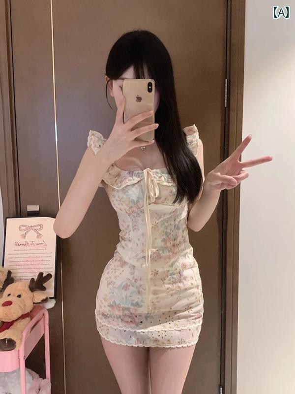 レディース 流行り物 春夏 秋冬 オシャレ 可愛らしい 韓国 フレンチスクエアネックヘビープリント フライング捩りa伝達ルート衣装 夏用 リボンウエストショートスカートスカート