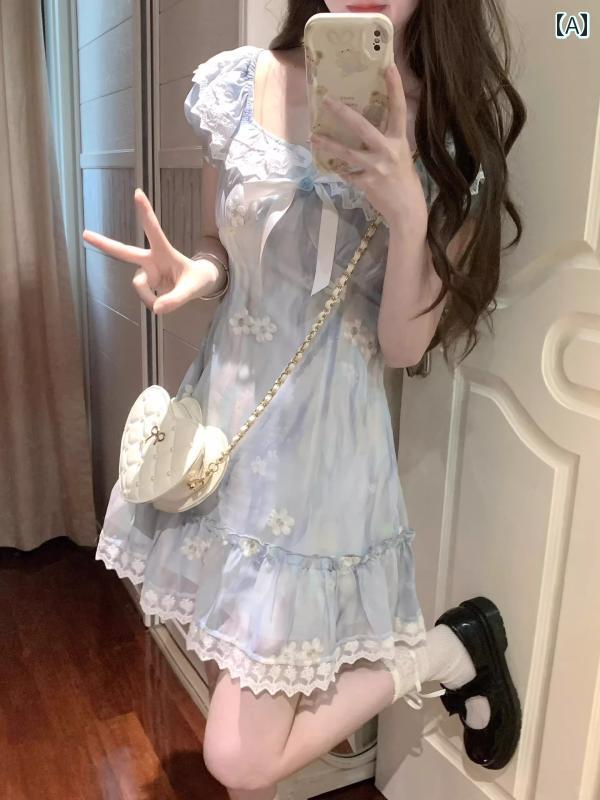 レディース 流行り物 春夏 秋冬 オシャレ 可愛らしい 韓国 夏 キュート 成人女性 青み フライング捩り 花柄 衣装酉の方角  御姫様御召しもの