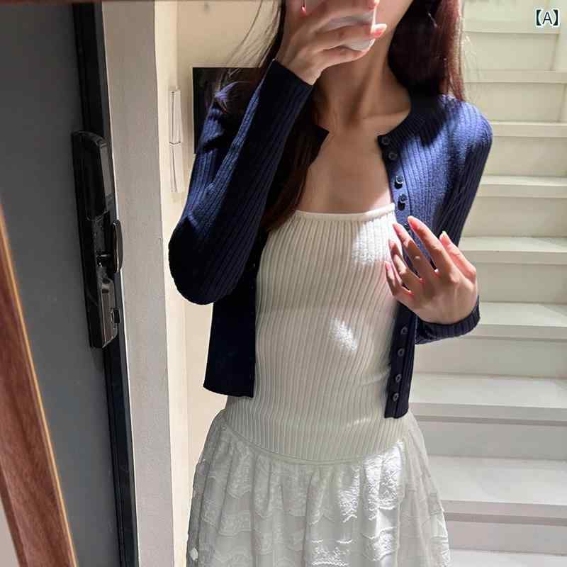 レディース ファッション 春夏 秋冬 オシャレ かわいい 韓国 春　秋 ニットカーディガン ジャケット トップス 伸縮性 スリムフィット インアウター｜YKC8