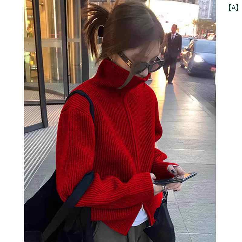 レディース ファッション 春夏 秋冬 オシャレ かわいい 韓国 ジッパー セーター ニットカーディガン ジャケット アウタートップ