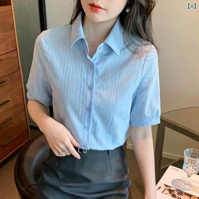 レディース ファッション 春夏 秋冬 オシャレ かわいい 韓国 夏 ポロカラー 綿半袖 Tトップ