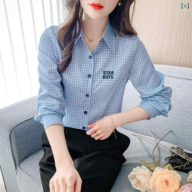 レディース ファッション 春夏 秋冬 オシャレ かわいい 韓国 チェック柄 コットン 長袖 春 秋 コットンレイヤリングトップス|YKC8