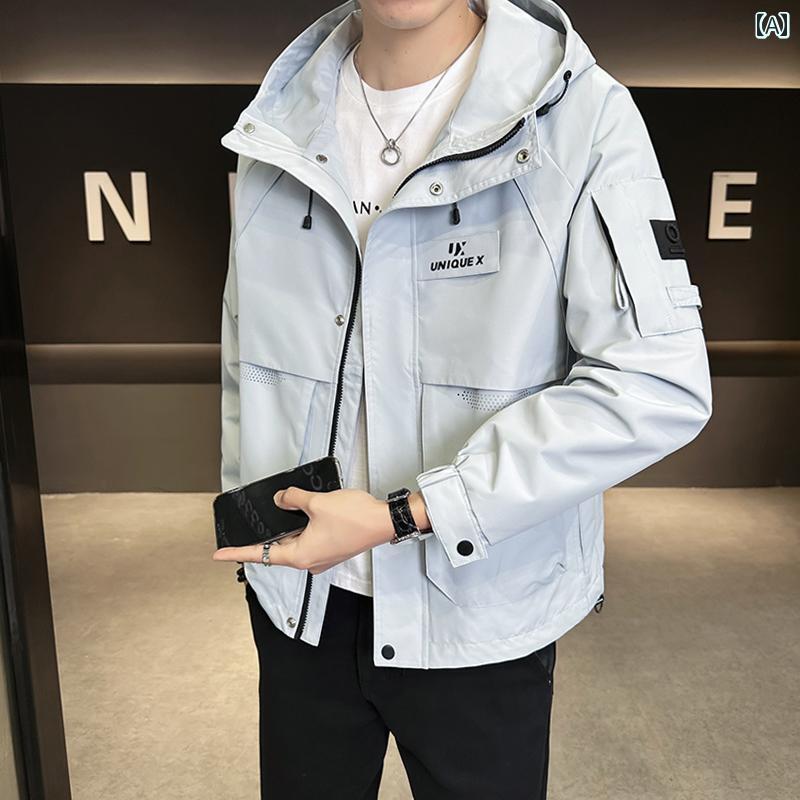 メンズ ファッション 春夏 秋冬 かっこいい オシャレ モテ 男性用 紳士服 服 韓国 シンプル 大人 ジャケットメンズ ファッションフード ジャケットメンズ 登山｜YKC8