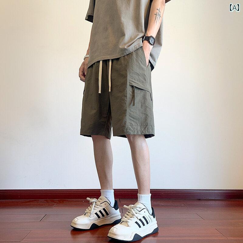 メンズ ファッション 春夏 秋冬 かっこいい オシャレ モテ 男性用 紳士服 服 韓国 シンプル 大人 スポーツパンツメンズ ストレート ポケットワークウェアカジュアルメンズショートパンツ
