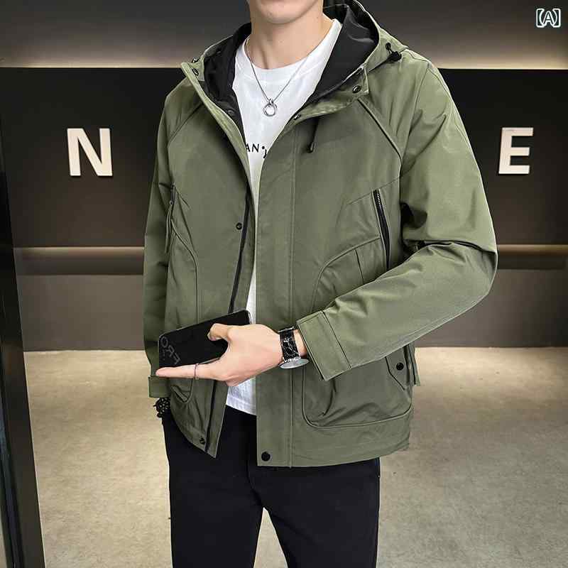 メンズ ファッション 春夏 秋冬 かっこいい オシャレ モテ 男性用 紳士服 服 韓国 シンプル 大人 メンズジャケット フード メンズアメリカンカジュアルメンズジャケット｜YKC8