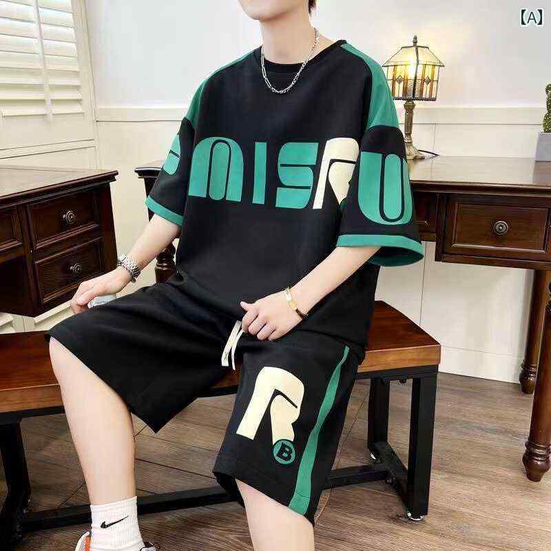 メンズ ファッション 春夏 秋冬 かっこいい オシャレ モテ 男性用 紳士服 服 韓国 シンプル 大人 メンズカジュアルスポーツスーツ ティーンエイジャー 半袖 ショートパンツ