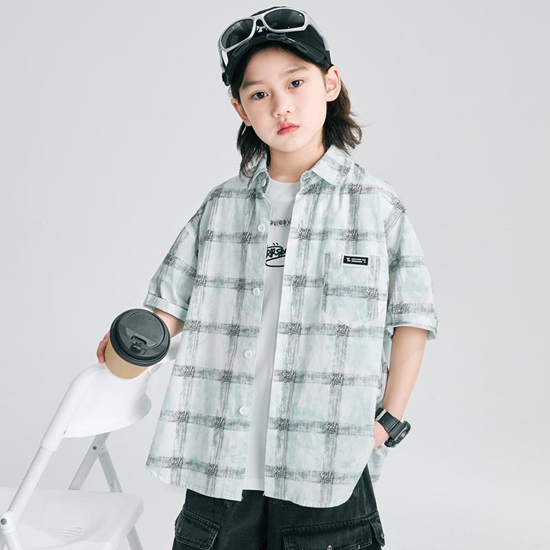 春夏 秋冬 キッズ 子供 ベビー 赤ちゃん ファッション おしゃれ かわいい かっこいい 男 女 韓国 男子 夏用 半袖 シャツ 夏用 チェック シャツ中 高校生 男子用 夏用 トップス シンプル