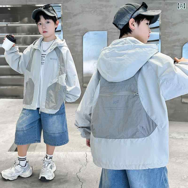 春 夏 秋 冬 キッズ 子供 ベビー 赤ちゃん ファッション おしゃれ かわいい かっこいい 男 女 韓国 男子 夏用 ジャケット 夏用 日焼け防止中 高校生 男子用 夏服 アウトドアウェア クール |YKC8