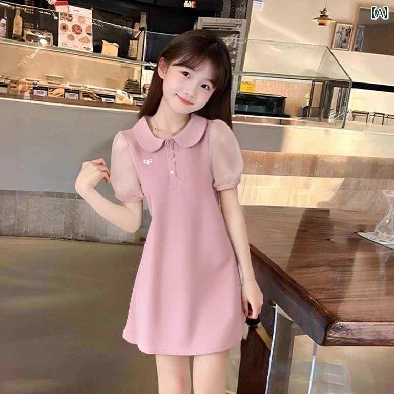 春　夏　秋　冬　キッズ　子供　ベビー　赤ちゃん　ファッション　おしゃれ　かわいい　かっこいい　男　女　韓国 女子 ドレス 夏 韓国 おしゃれ リボン プリント ピンク ドレス｜YKC8