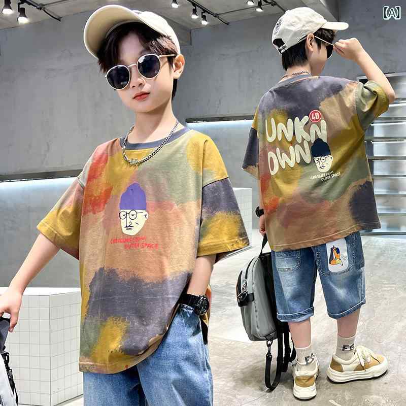 春 夏 秋 冬 キッズ 小わっぱ もの言う花 みどり児 流行り物 今めかしい 愛くるしげ かっこいい 男 女 韓国 お坊っちゃん 夏 半袖 T ティーシャツ   小わっぱ お坊っちゃん 夏 表どおり T ティーシャツ