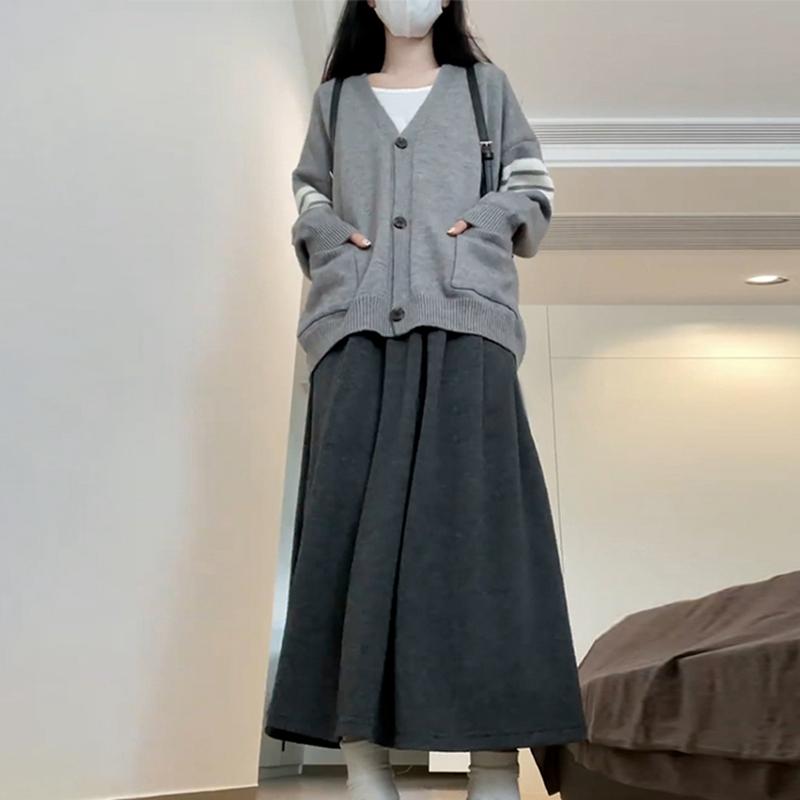 レディース ファッション 春夏 秋冬 オシャレ かわいい 韓国 女性 カレッジ セーター ジャケット スカート ニットカーディガン アウター 西洋 ツーピーススーツ