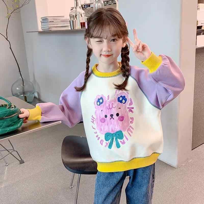 春夏 秋冬 キッズ 子供 ベビー 赤ちゃん ファッション おしゃれ かわいい かっこいい 男 女 韓国 女子 スウェットシャツ 秋服 女子 スタイリッシュ 子供 長袖 薄手 大きい 子供 トップス クマ イラスト カラフル|YKC8
