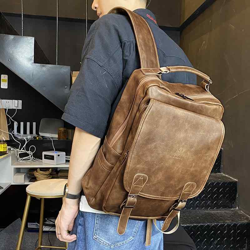 メンズ ファッション 春夏 秋冬 かっこいい オシャレ モテ PU バック パック レトロ スクエア アウトドア レジャー バック パック バック パック