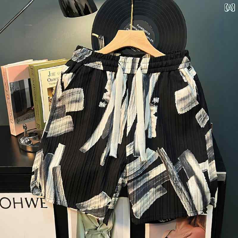メンズ ファッション 春夏 秋冬 かっこいい オシャレ モテ 男性用 紳士服 服 韓国 シンプル 大人 ストライプ ショート パンツ 冷感 クール ビーチ パンツ プリント ショート パンツ カジュアル ショート パンツ