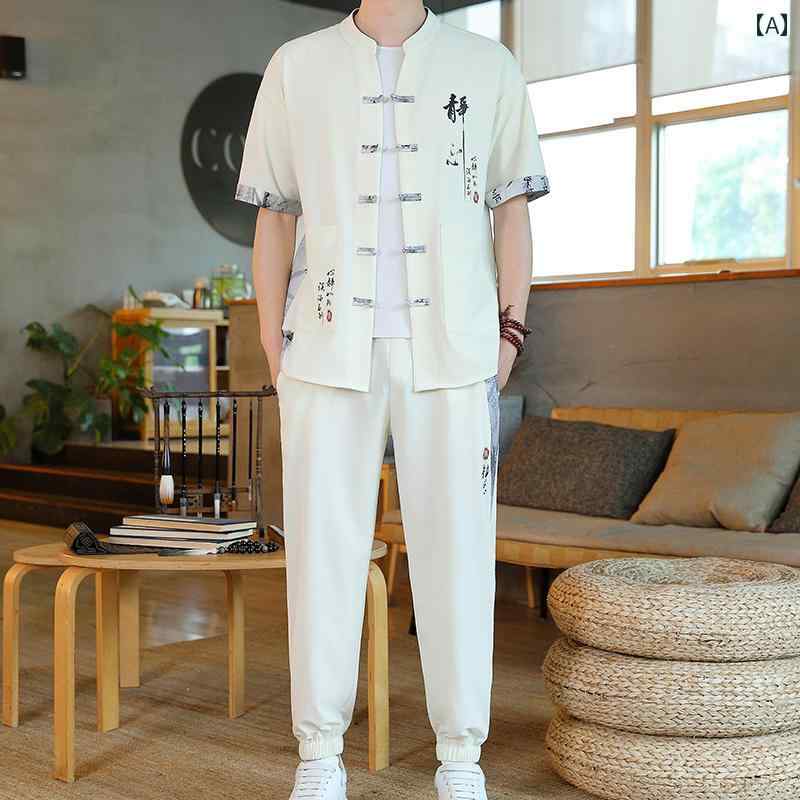 メンズ ファッション 春夏 秋冬 かっこいい オシャレ モテ 男性用 紳士服 服 韓国 シンプル 大人 スーツ 薄手 半袖九分丈 パンツ カジュアル スーツ