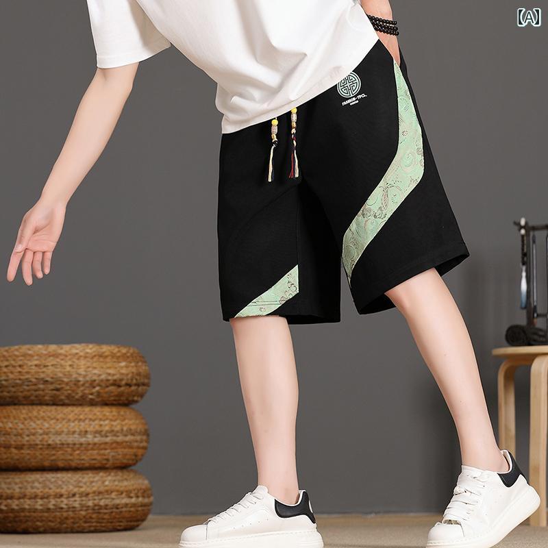 メンズ ファッション 春夏 秋冬 かっこいい オシャレ モテ 男性用 紳士服 服 韓国 シンプル 大人 ヤッピー カジュアル ショート パンツ ステッチ ストレート パンツ レトロ ビーチ パンツ｜YKC8