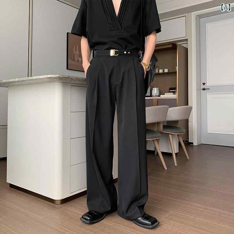メンズ ファッション 春夏 秋冬 かっこいい オシャレ モテ 男性用 紳士服 服 韓国 シンプル 大人 ズボン カジュアル パンツ ストレート パンツ ズボン パンツ ボーイズ ドレープ ワイド レッグ パンツ