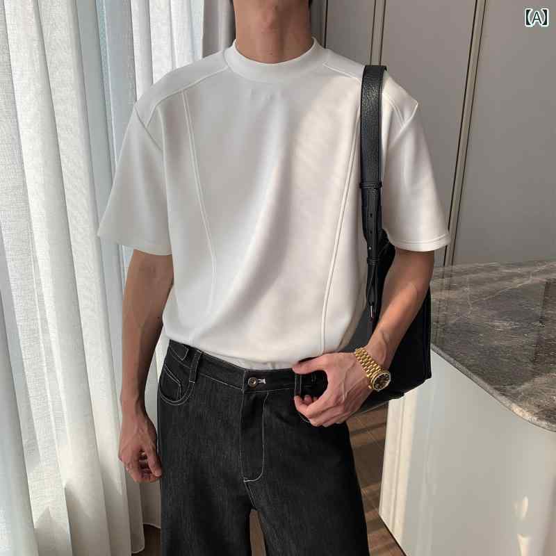 メンズ ファッション 春夏 秋冬 かっこいい オシャレ モテ 男性用 紳士服 服 韓国 シンプル 大人 半袖 T シャツ トップス クリーン フィット カジュアル T シャツ