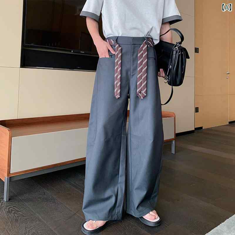 メンズ ファッション 春夏 秋冬 かっこいい オシャレ モテ 男性用 紳士服 服 韓国 シンプル 大人 快適 パンツ 薄手 パンツ ワイド レッグ カジュアル パンツ ドレープ パンツ|YKC8