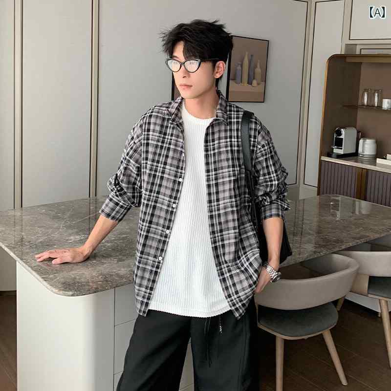 メンズ ファッション 春夏 秋冬 かっこいい オシャレ モテ 男性用 紳士服 服 韓国 シンプル 大人 日焼け防止 長袖 ブルー チェック シャツ コットンシャツ カジュアル トップス|YKC8
