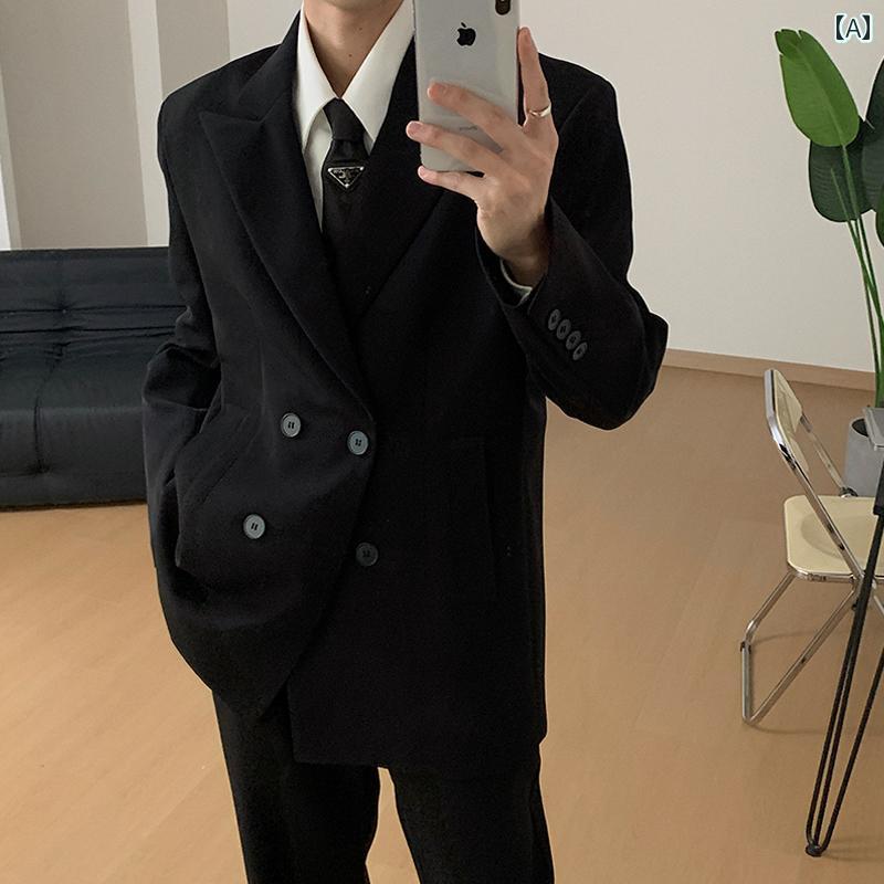 メンズ ファッション 春夏 秋冬 かっこいい オシャレ モテ 男性用 紳士服 服 韓国 シンプル 大人 クールカジュアル スーツ シニア スーツ ダブルブレスト スーツ ジャケット｜YKC8