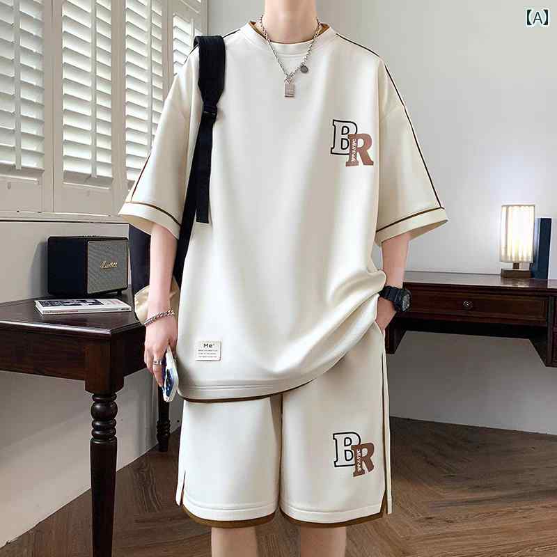 メンズ ファッション 春夏 秋冬 かっこいい オシャレ モテ 男性用 紳士服 服 韓国 シンプル 大人 　スタイル　衣装　セット　半袖　シャツ　ショート　パンツ　男性　ティーンエイジャー　大きめ　サイズ