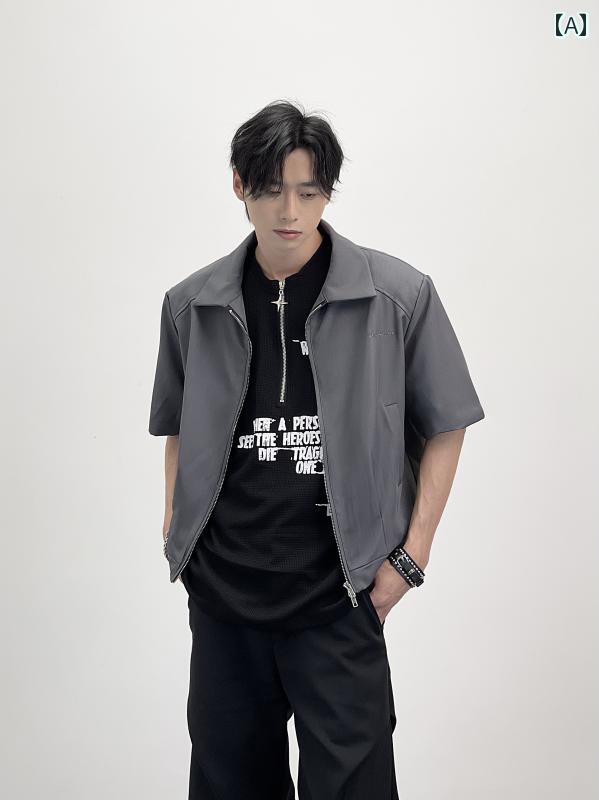 メンズ ファッション 春夏 秋冬 かっこいい オシャレ モテ 男性用 紳士服 服 韓国 シンプル 大人 アメリカン クリーン フィット ショート ショルダーパッド スーツ ジャケット 男女兼レトロ ハイエンド ジッパー ジャケット|YKC8