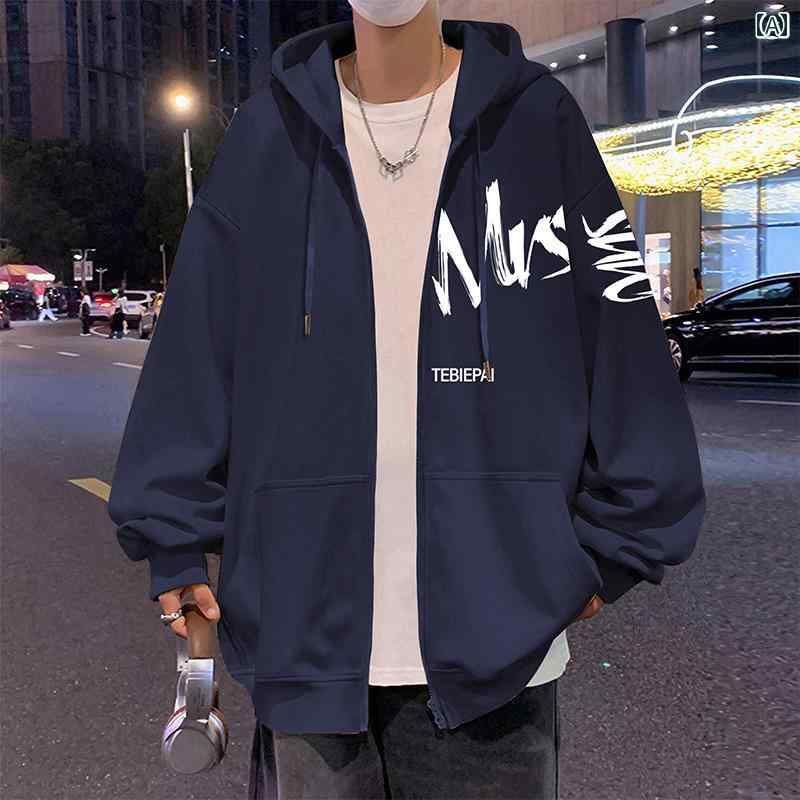 メンズ ファッション 春夏 秋冬 かっこいい オシャレ モテ 男性用 紳士服 服 韓国 シンプル 大人 スウェットシャツ ジャケット イン アメリカン ジッパー カーディガン
