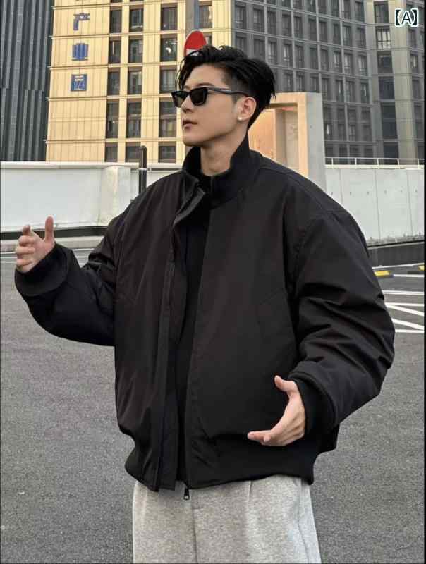 メンズ ファッション 春夏 秋冬 かっこいい オシャレ モテ 男性用 紳士服 服 韓国 シンプル 大人 アメリカン ストリート スタンドカラー クリーン フィット フライト ジャケット ベースボール ジャケットコットン コート｜YKC8