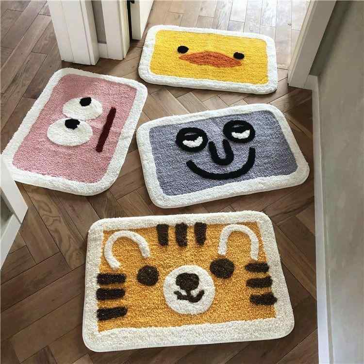 おしゃれ かわいい 韓国 インテリア 小物 雑貨 寝室 玄関 風呂 バス 浴室 足 フロア ベッド マット かわいい 滑り止め ドア 吸水 シンプル イラスト アヒル 顔 トラ 個性的 子供|YKC8