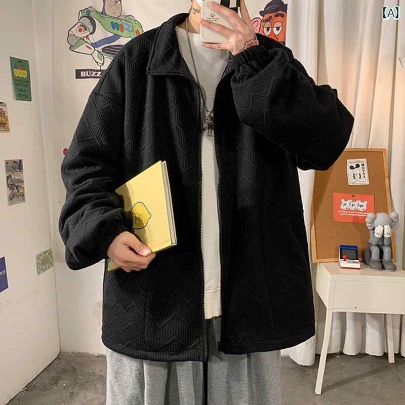 メンズ ファッション 春夏 秋冬 かっこいい オシャレ モテ 男性用 紳士服 服 韓国 シンプル 大人 アメリカ ストリート ジャケット テクスチャー ドブ ラック 野球 ユニフォーム 大きいサイズ ハイエンド ジャケット