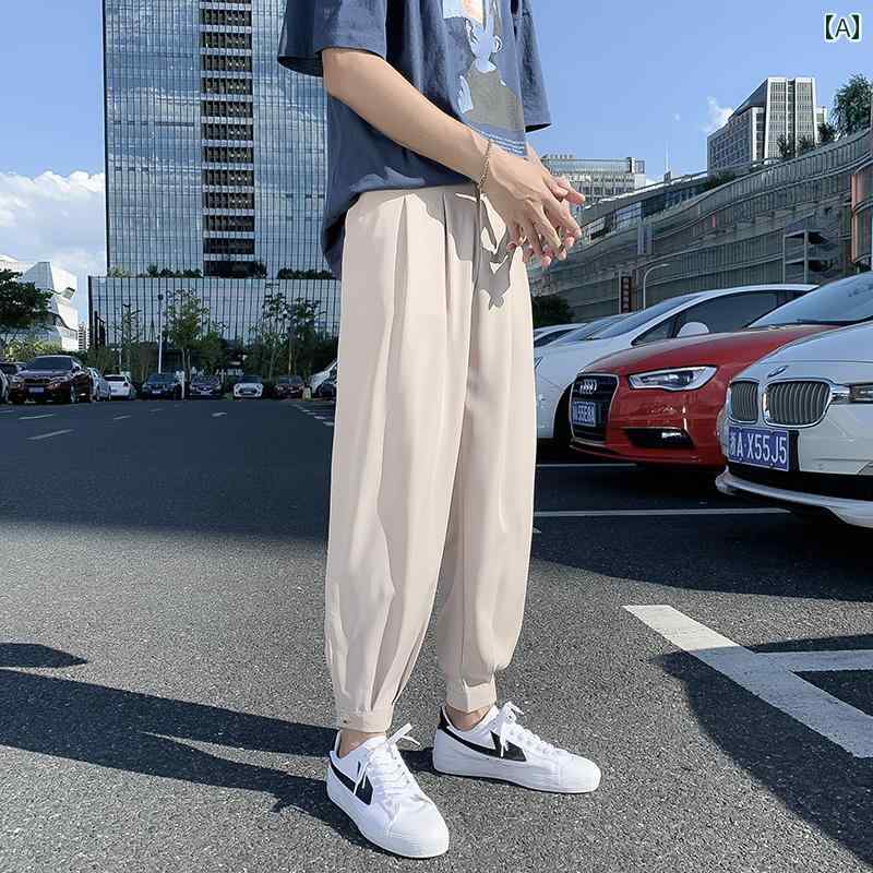 メンズ ファッション 春夏 秋冬 かっこいい オシャレ モテ 男性用 紳士服 服 韓国 シンプル 大人 レッグ タイ パンツ カジュアル パンツ 冷感 パンツ 裾細 カジュアル パンツ